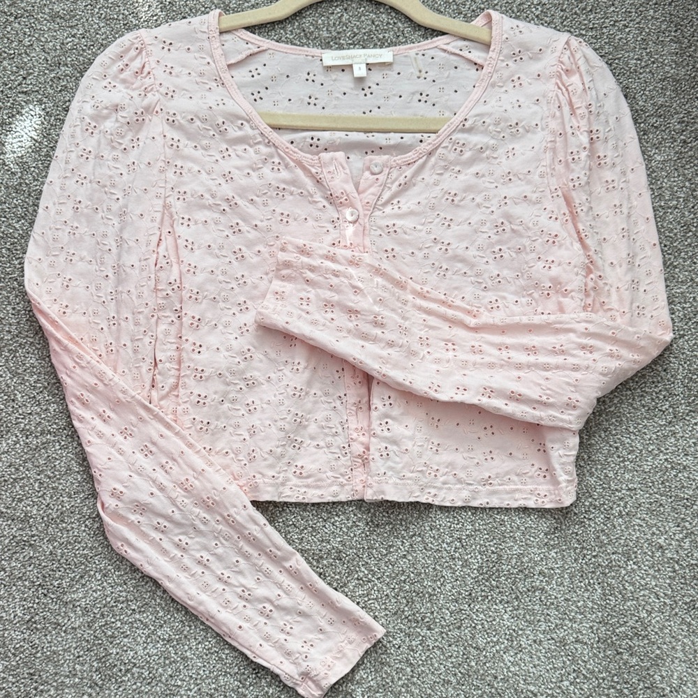 LoveShackFancy Light Pink Eyelet Blouse